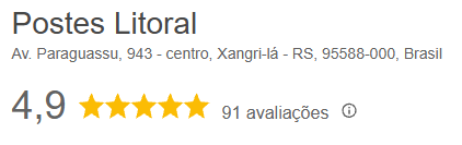Postes Litoral com nota 4,9 de 5 no Google e 91 avaliações