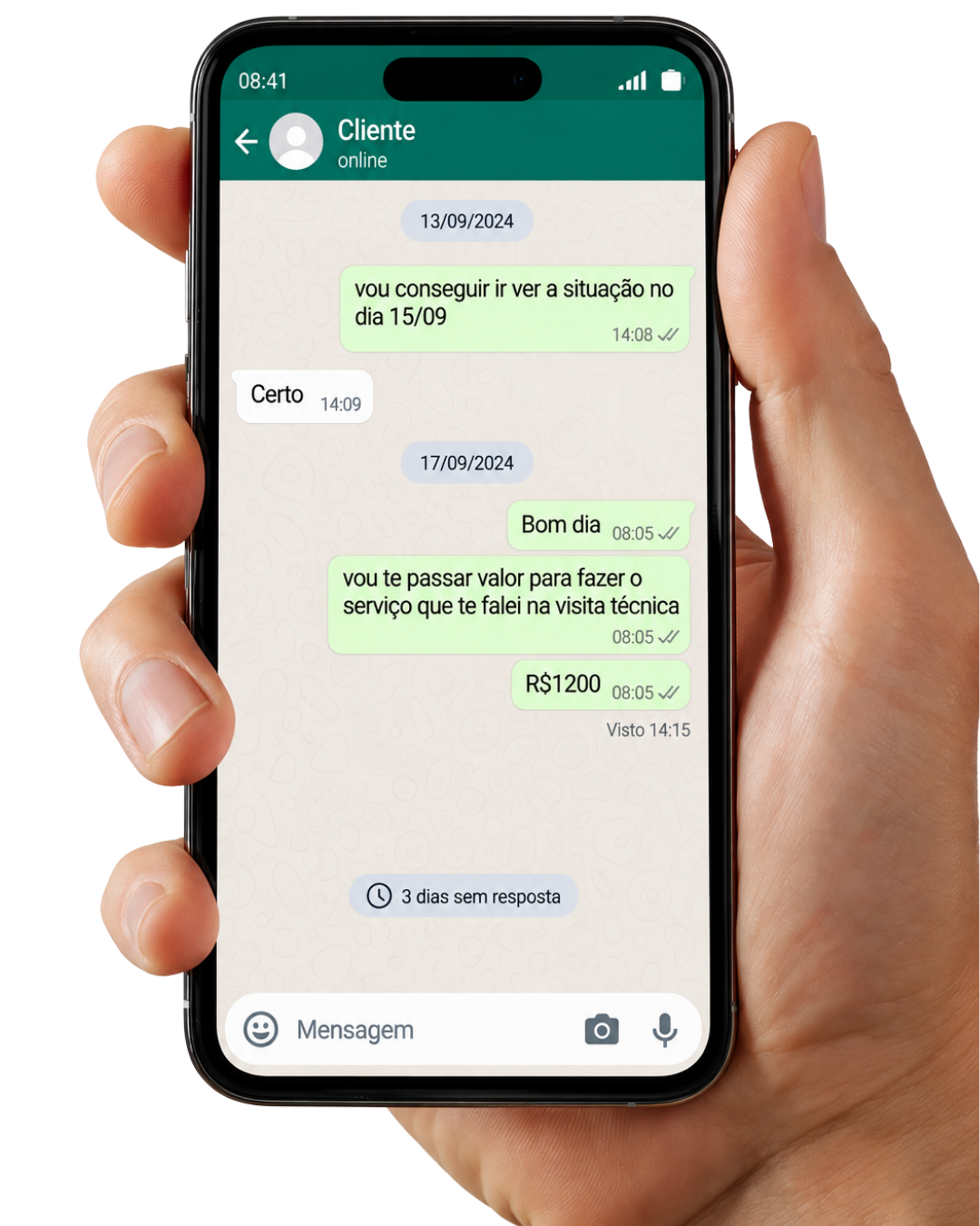 Celular com conversa sem resposta